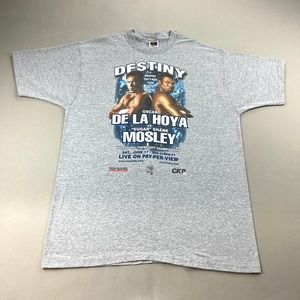 Vintage Boxing T-Shirt Adult XL Gray Oscar De La Hoya Shane Mosley Destiny 2000